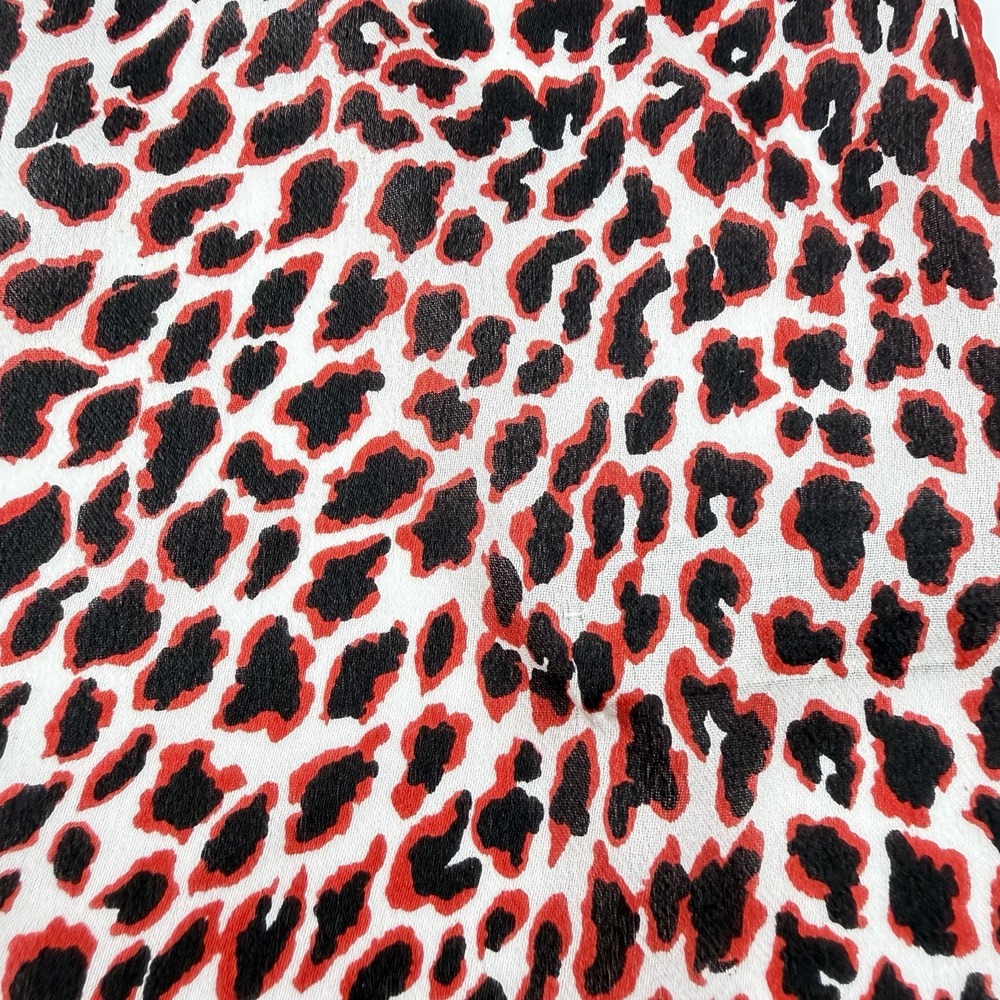 Vtg Elaine Gold Collection XIIX 100% Silk Scarf Leopard Animal Print Red Black